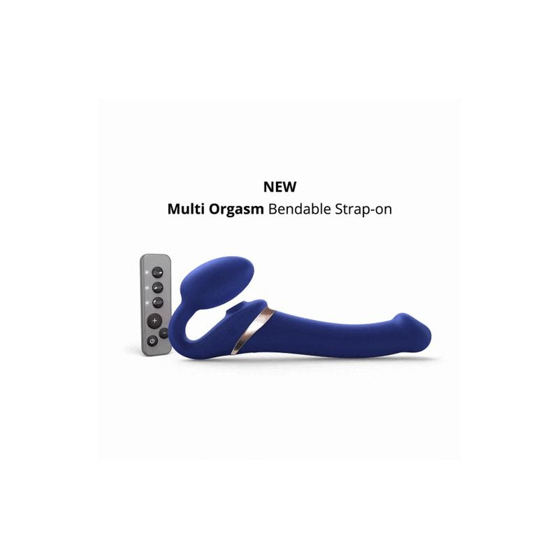 MULTI ORGASM BENDABLE STRAP-ON - S - NIGHT BLUE